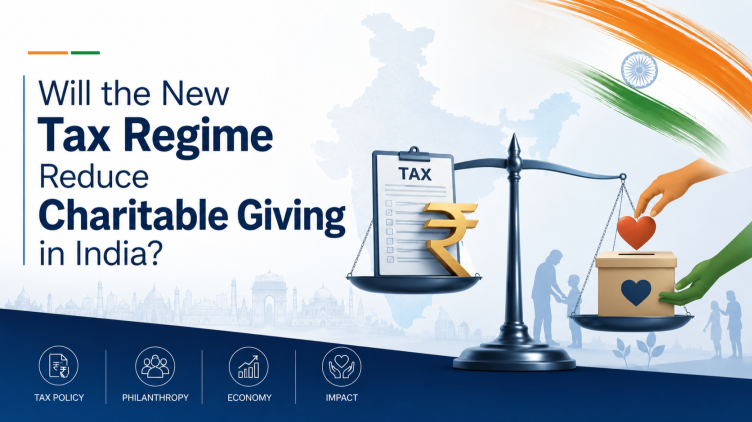 Illustration asking whether the new tax regime will reduce charitable giving in India
