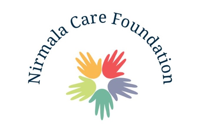 Nirmala Care Foundation logo — five colourful hands forming a circle beneath the foundation's name